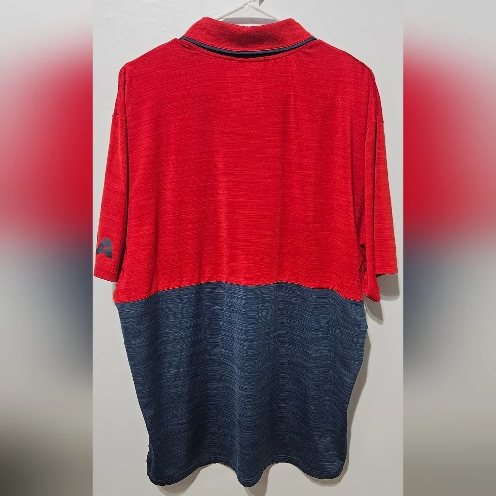 Adidas XL Mens Golf Polo Red & Navy Short Sleeve USA Sleeve B8